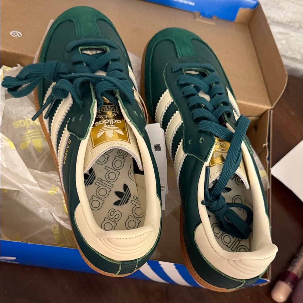 Adidas Forest Green and Cream Sneakers